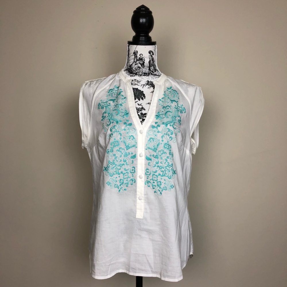 ANTHROPOLOGIE FLOREAT Floral Embroidery Tunic Top